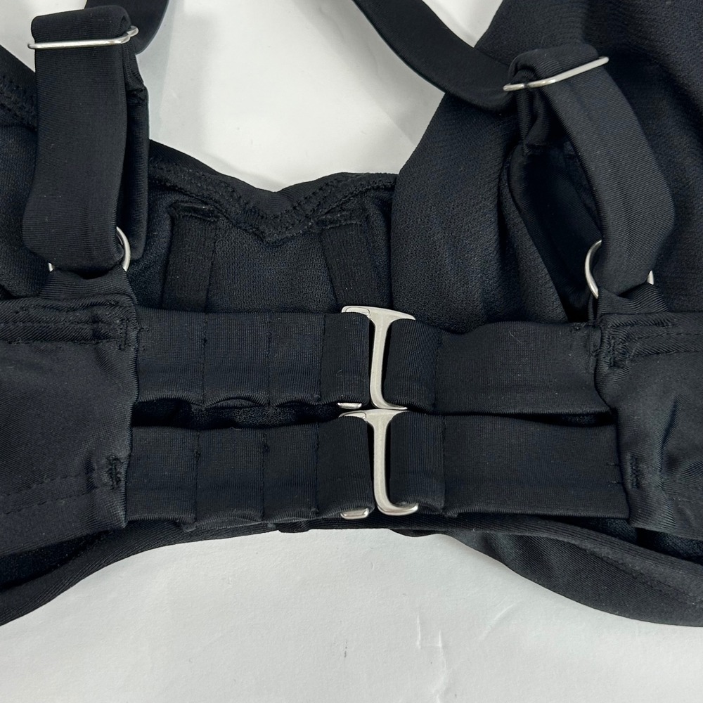 Coastal Blue Black Underwire Ruched Bikini Top 38B/C Adjustable Straps - Picture 6 of 10